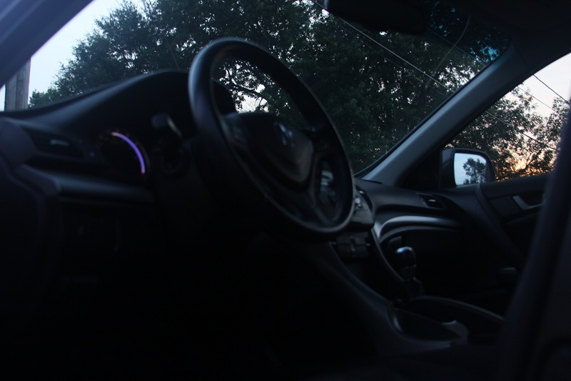 Pro tip: Don’t try to take photos of a black interior at sunset without a tripod.